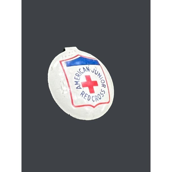 Vintage American Junior Red Cross tab badge button Red White Blue 3/4" - Picture 2 of 4